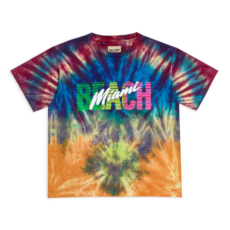 MIAMI BEACH TIE DYE WOMEN'S TEE Multi front MIAMI BEACH TIE DYE WOMEN'S TEE Multi front